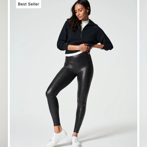 SPANX Pants - New Spanx Faux Leather Black Leggings Size XL